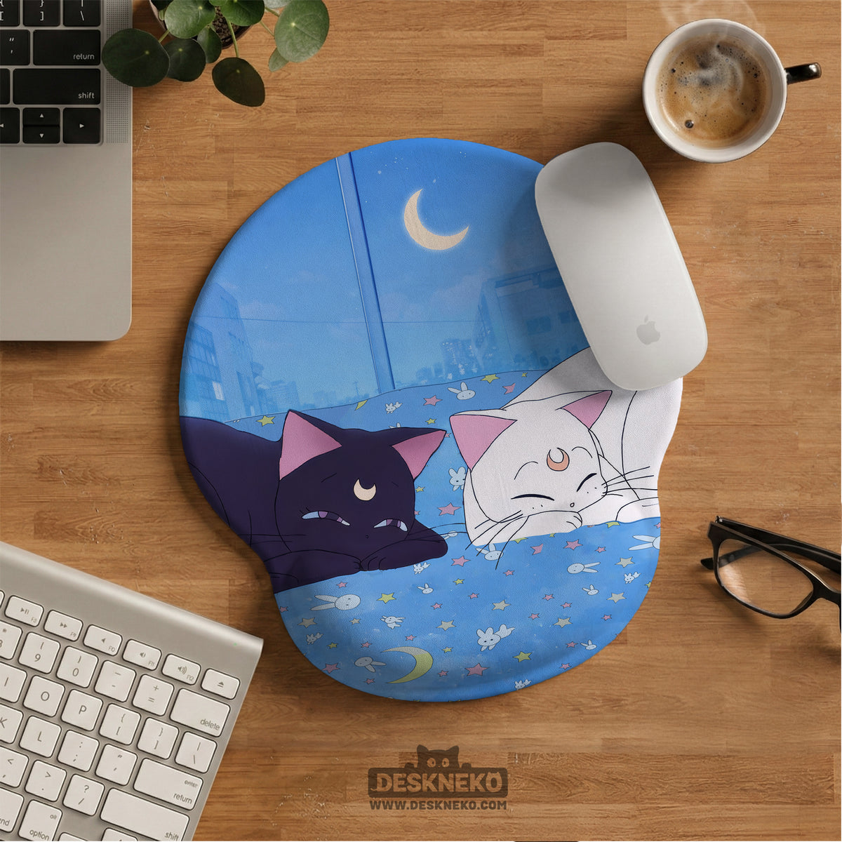 Blue Anime Aesthetic Desk Mat Mousepad - Desk Mat - Deskneko - Desk Mats & Mousepads