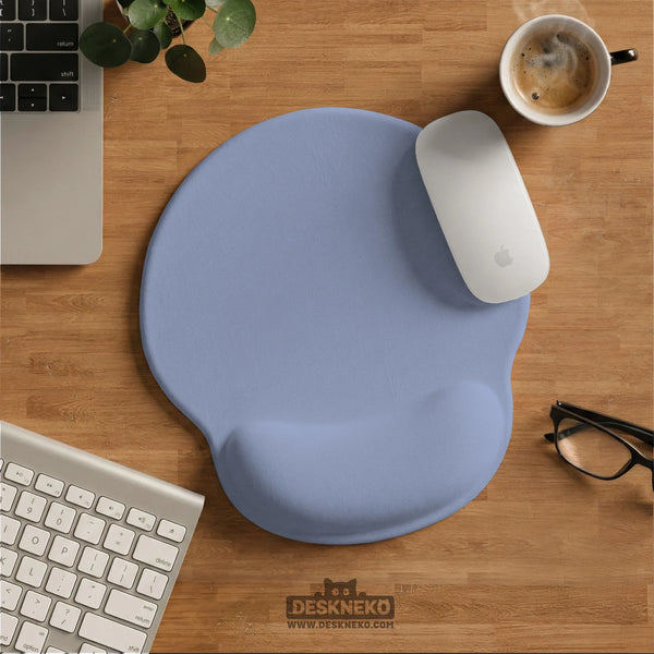 Soft Blue Ergonomic Mousepad with Wrist Rest for Desk Setup - Deskneko