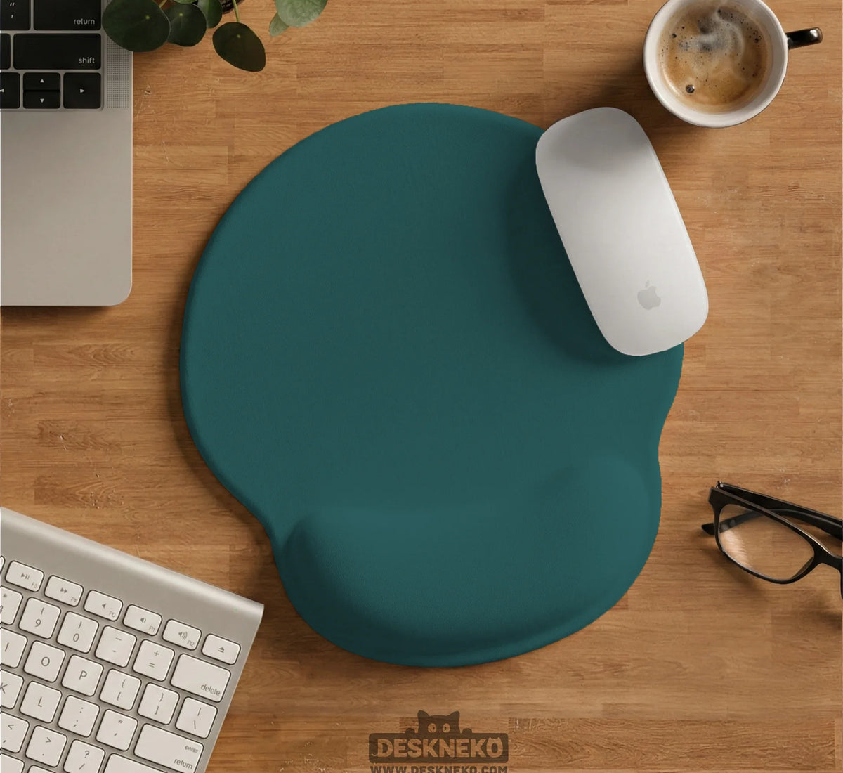 Ergonomic Teal Mousepad with Wrist Rest for Office and Gaming - Deskneko