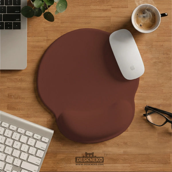 Ergonomic Mahogany Mousepad with Wrist Rest for Office and Gaming - Deskneko