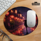 Lofi Anime Desk Mat XXL Extended Japanese Rainy Street - Deskneko