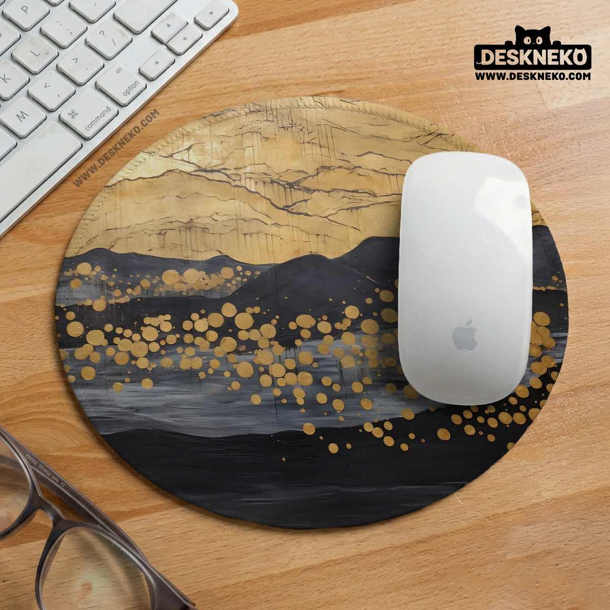 Black Gold Abstract Mountain Desk Mat & Mousepad - Deskneko