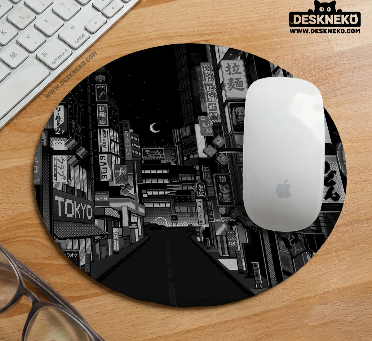 Black White Tokyo Desk Mat - Deskneko