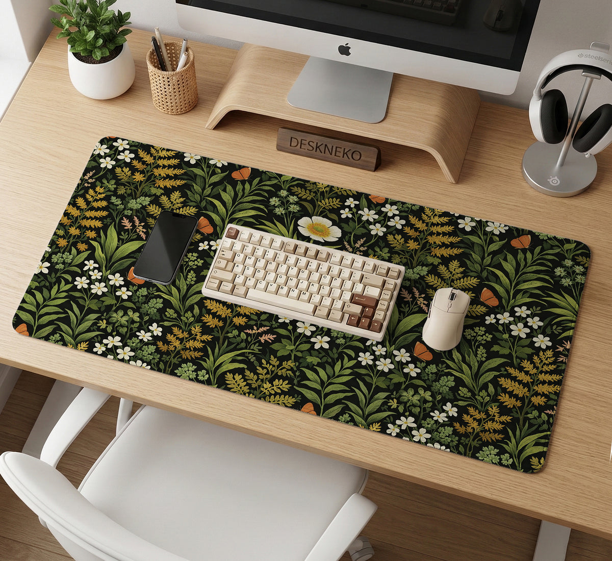 Dark Botanical Desk Mat - Desk Mat - Deskneko - Desk Mats & Mousepads