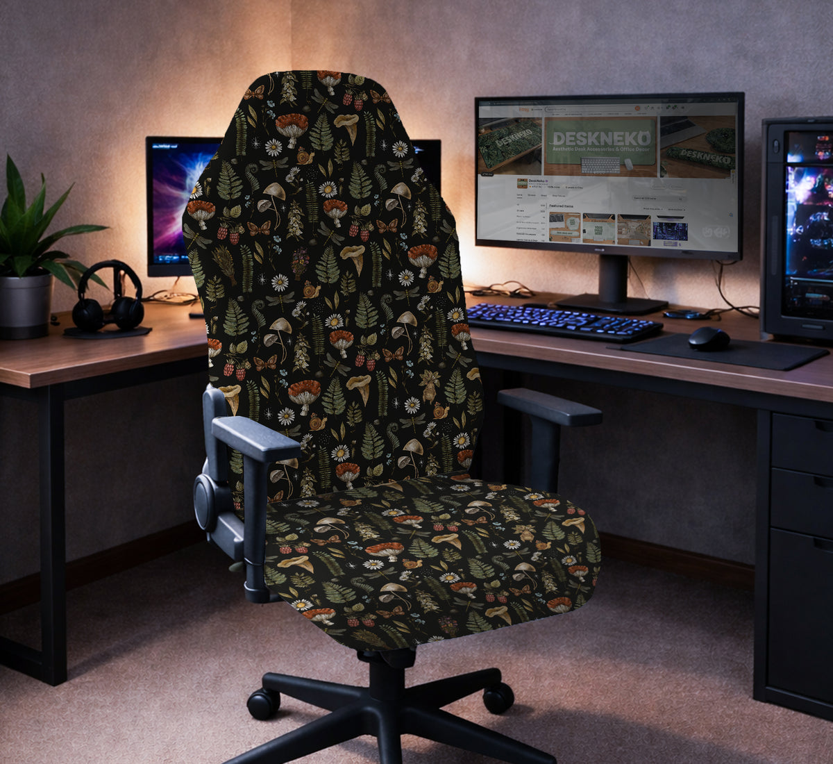 Woodland Pattern Desk Chair Cover - Chair Covers - Deskneko - Desk Chair Covers