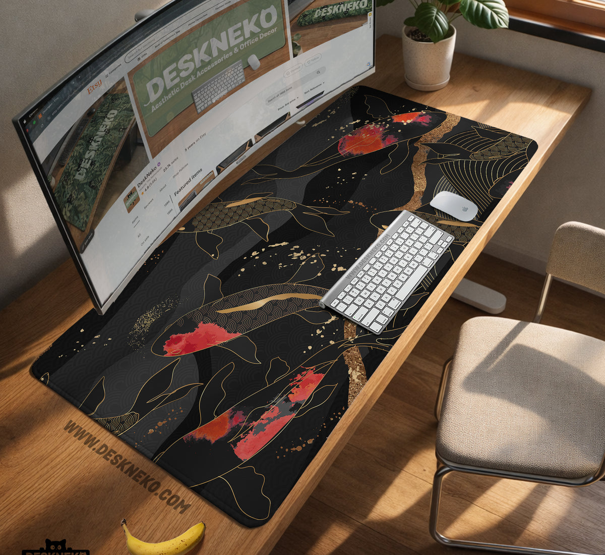 Koi Fish Art Desk Mat Mousepad - Desk Mat - Deskneko - Desk Mats & Mousepads