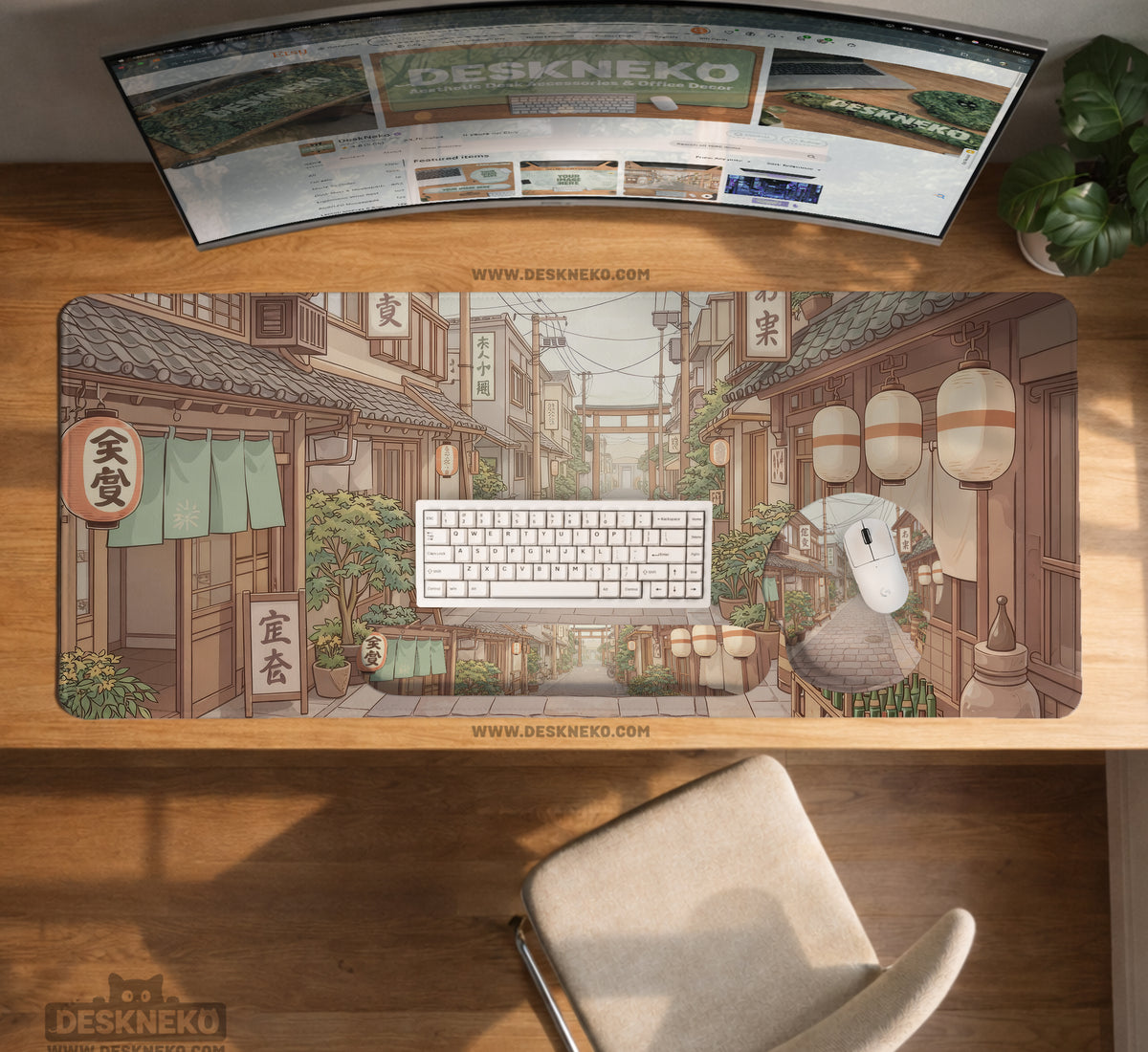 Beige Japandi Desk Mat Mousepad - Desk Mat - Deskneko - Desk Mats & Mousepads