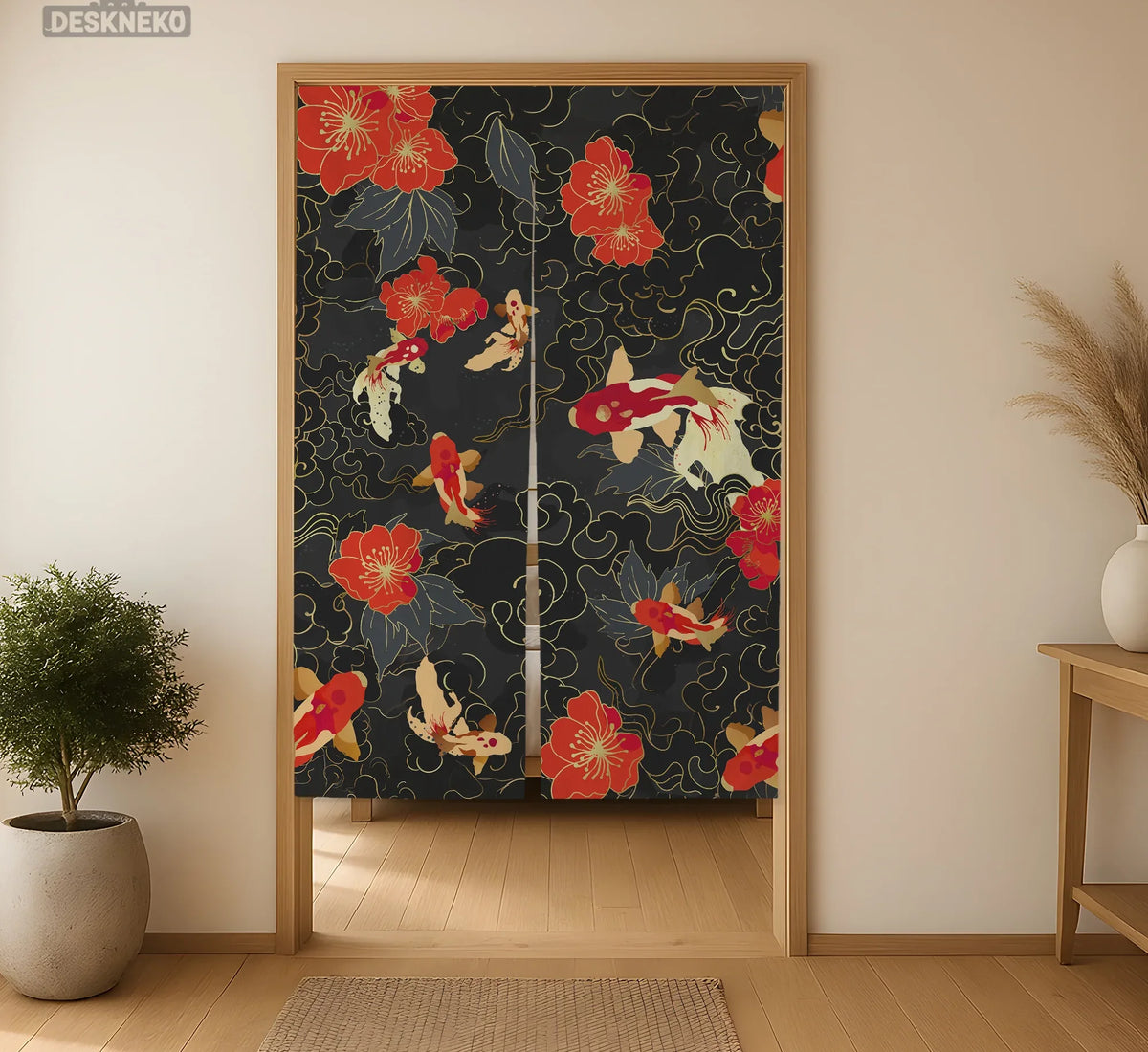 Japanese Koi Fish Noren Door Curtain Room Divider - Deskneko