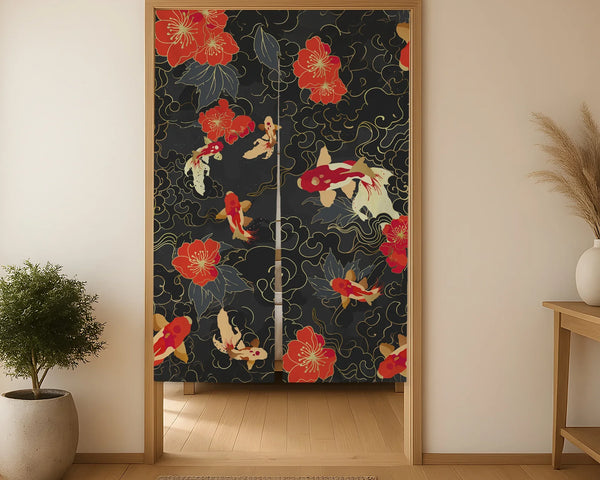 Japanese Koi Fish Noren Door Curtain Room Divider - Deskneko