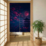 Dark Sakura Noren Door Curtain - Deskneko