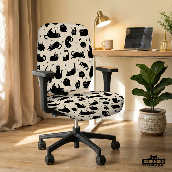 Black Cat Desk Chair Cover - Chair Covers - Deskneko - Desk Chair Covers