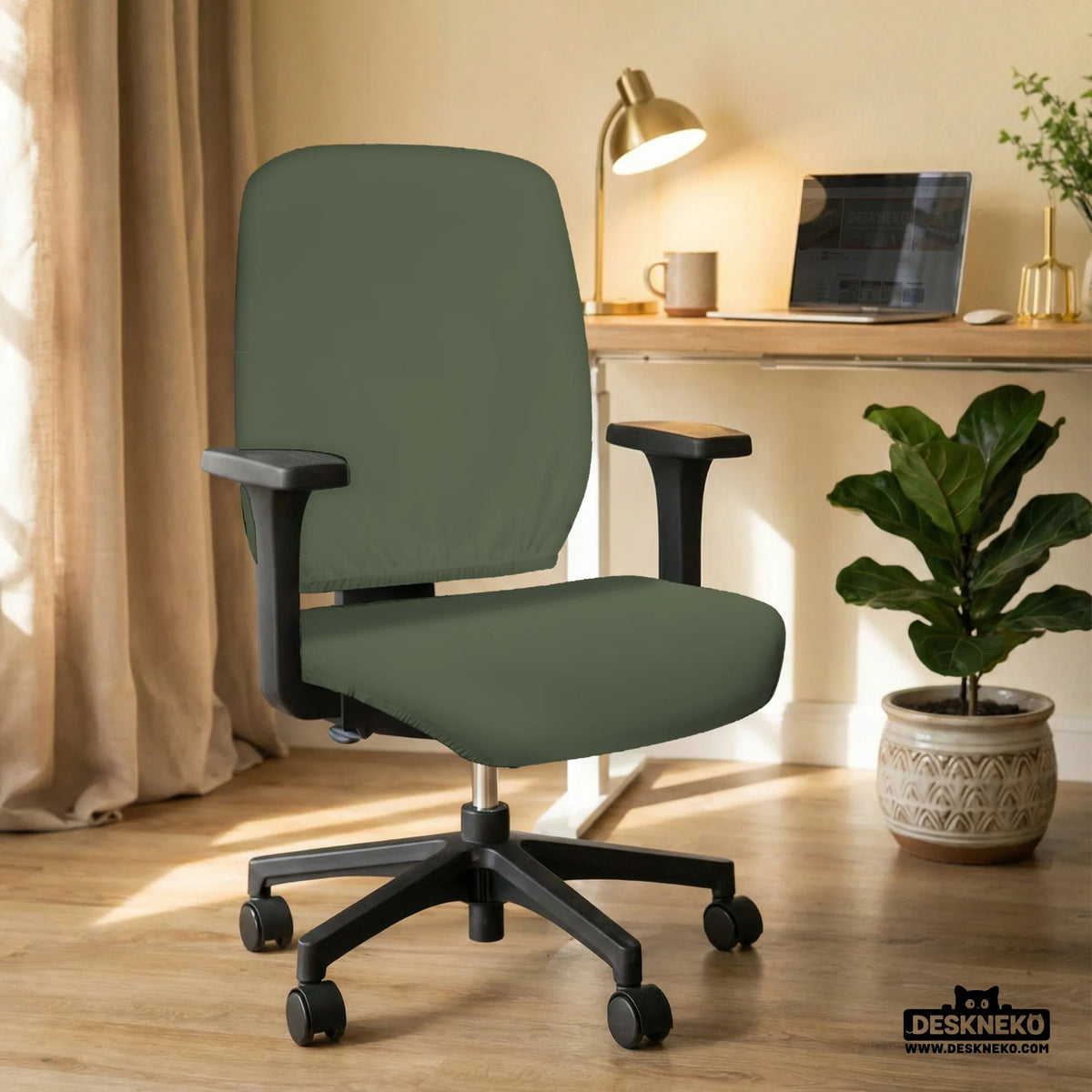 Warm Forest Green Office Chair Cover - Deskneko