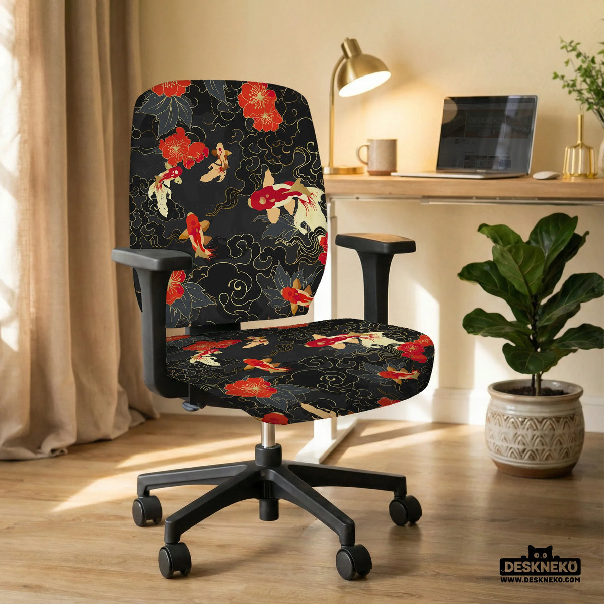 Japanese Koi Office Chair Cover - Deskneko