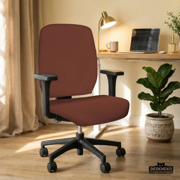 Mahogany Brown Desk Chair Cover - Deskneko