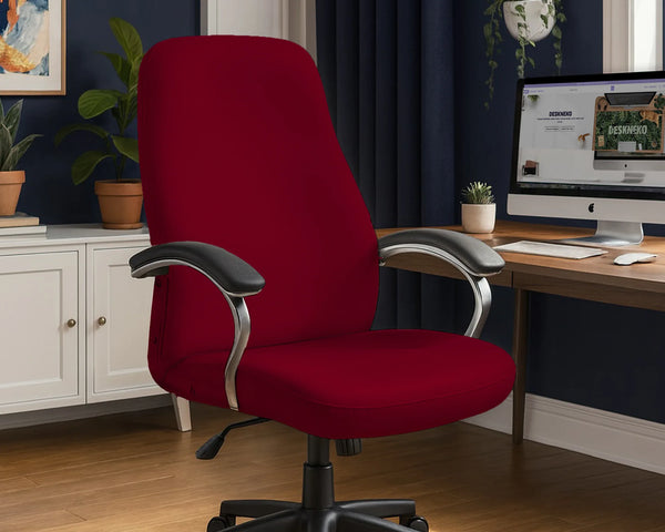 Burgundy Office Chair Cover for Desk Chairs and Home Offices - Deskneko