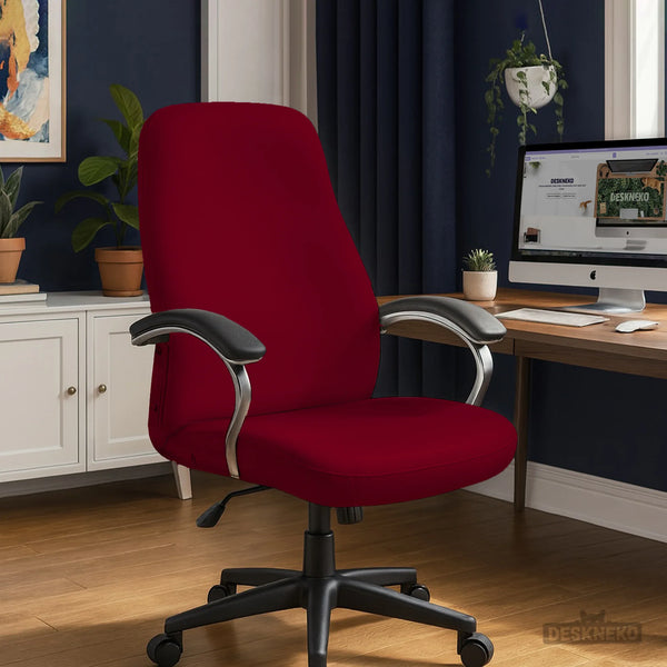 Burgundy Office Chair Cover for Desk Chairs and Home Offices - Deskneko