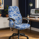 Blue Chinoiserie Desk Chair Cover - Chair Covers - Deskneko - Desk Chair Covers