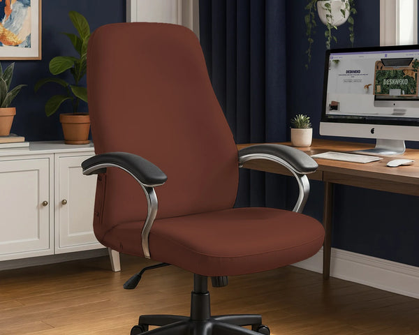 Mahogany Brown Desk Chair Cover - Deskneko