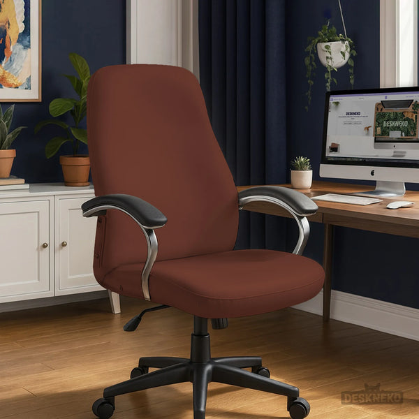 Mahogany Brown Desk Chair Cover - Deskneko