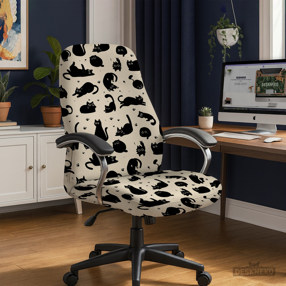 Black Cat Desk Chair Cover - Chair Covers - Deskneko - Desk Chair Covers