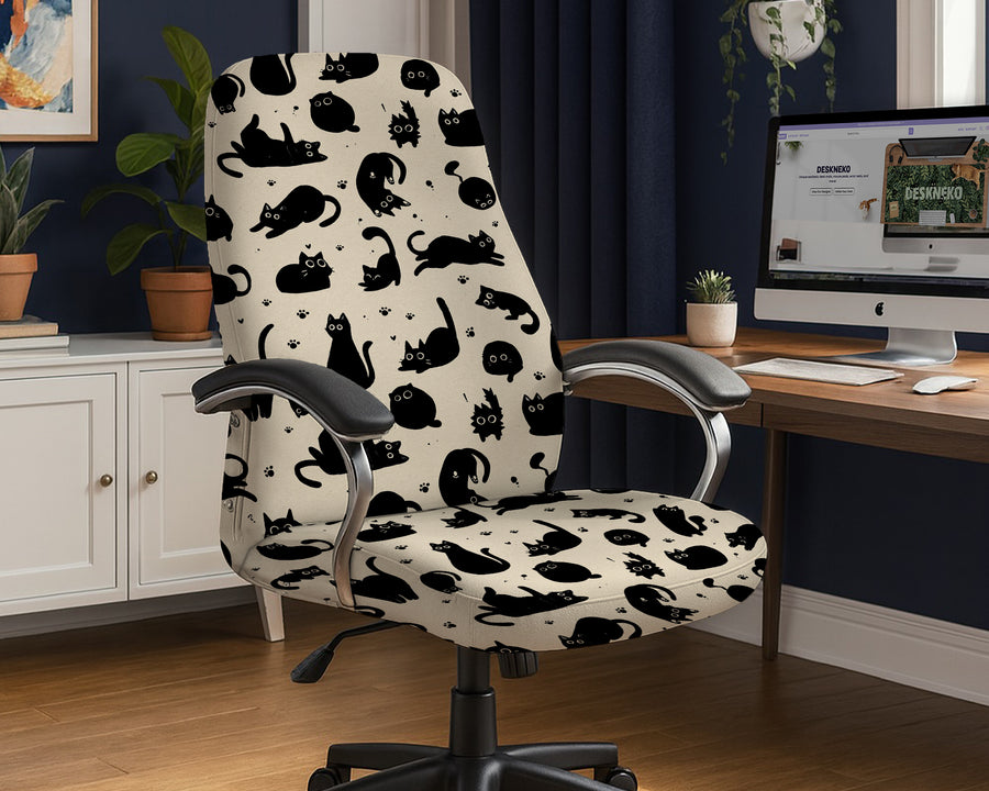 Black Cat Desk Chair Cover - Chair Covers - Deskneko - Desk Chair Covers