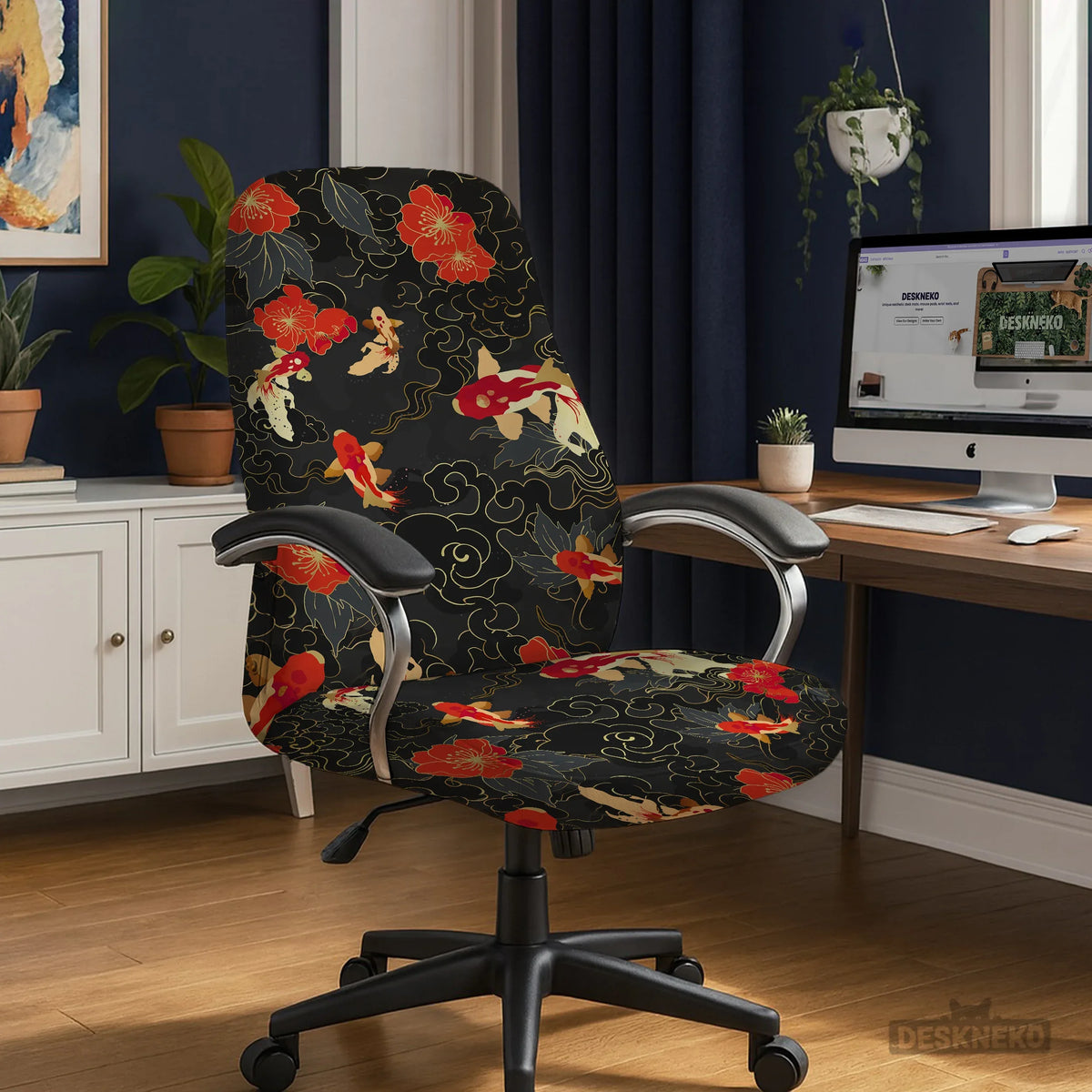 Japanese Koi Office Chair Cover - Deskneko