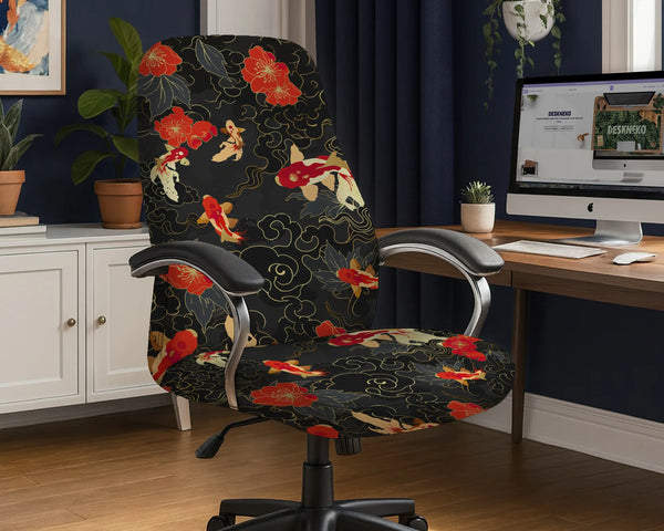 Japanese Koi Office Chair Cover - Deskneko
