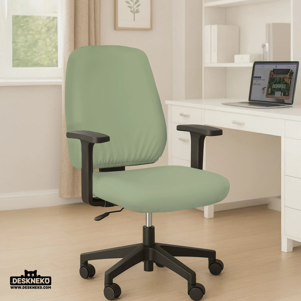 Soft Sage Green Office Chair Cover - Deskneko