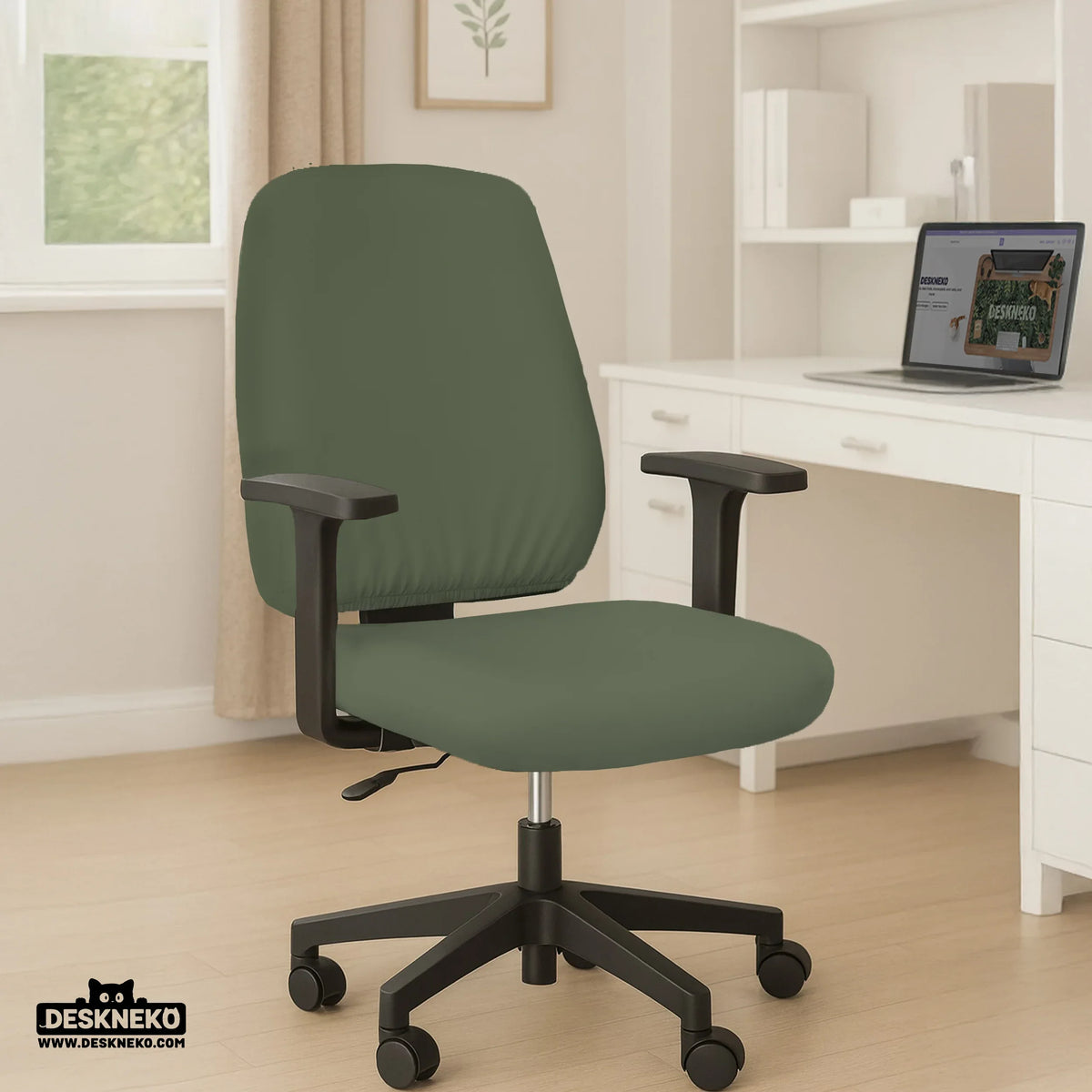 Warm Forest Green Office Chair Cover - Deskneko