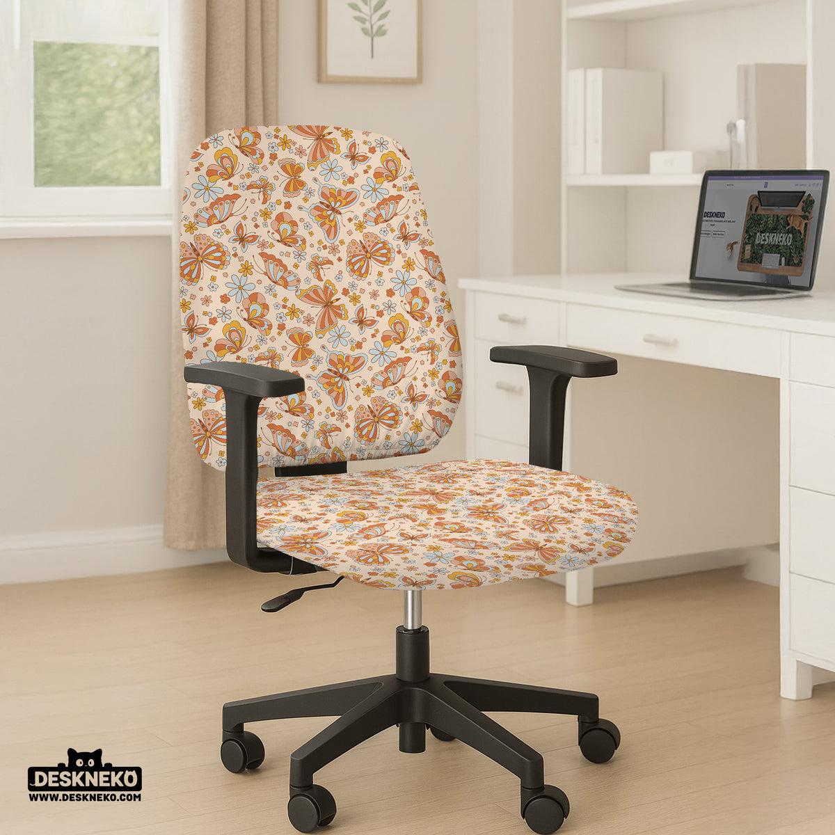 Retro Butterfly Desk Chair Cover - Chair Covers - Deskneko - Desk Chair Covers