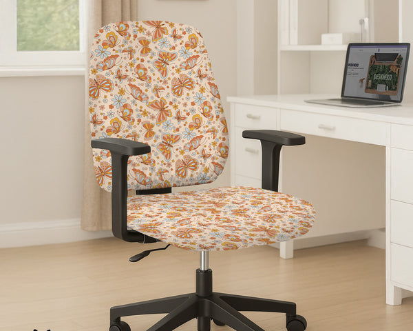 Retro Butterfly Desk Chair Cover - Chair Covers - Deskneko - Desk Chair Covers