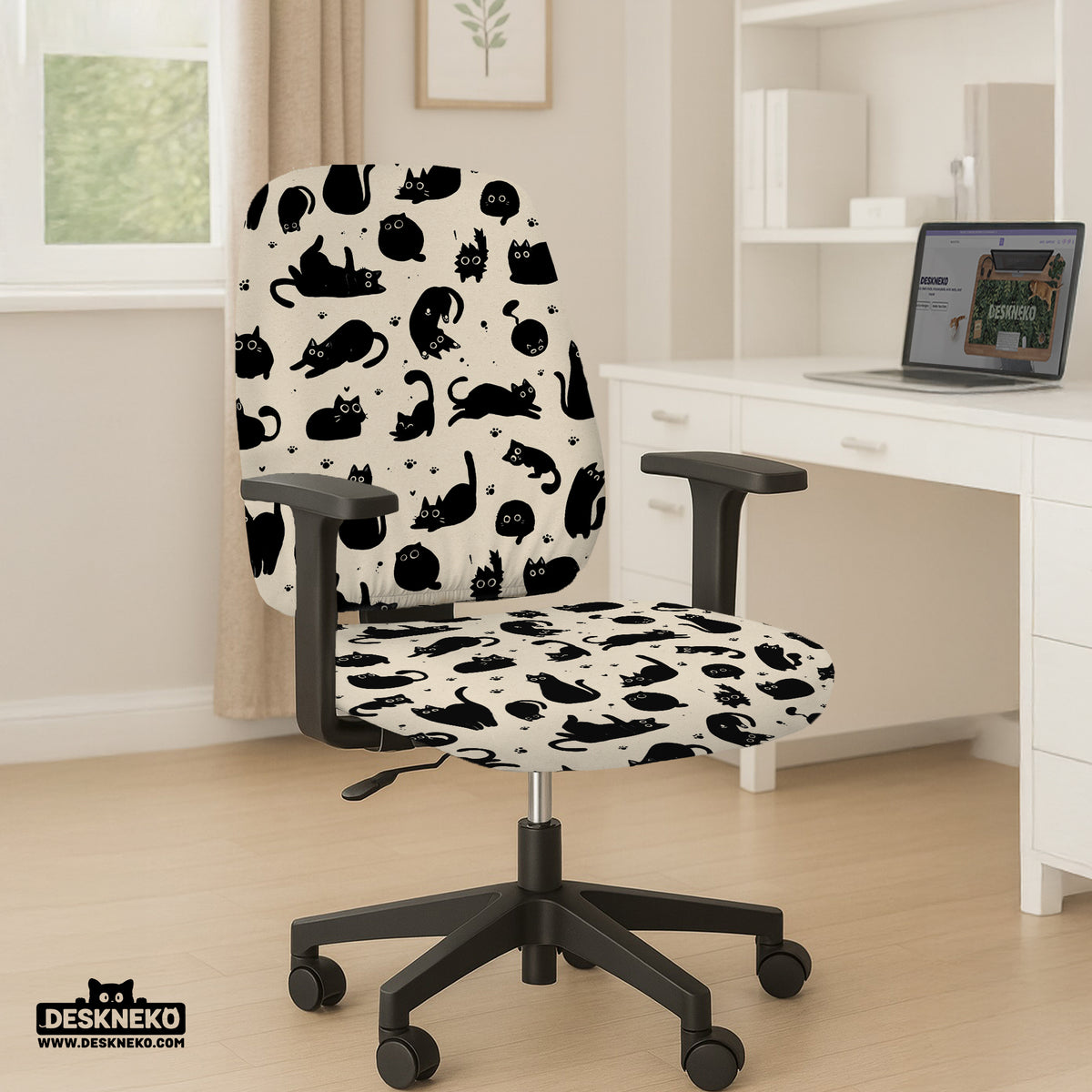 Black Cat Desk Chair Cover - Chair Covers - Deskneko - Desk Chair Covers