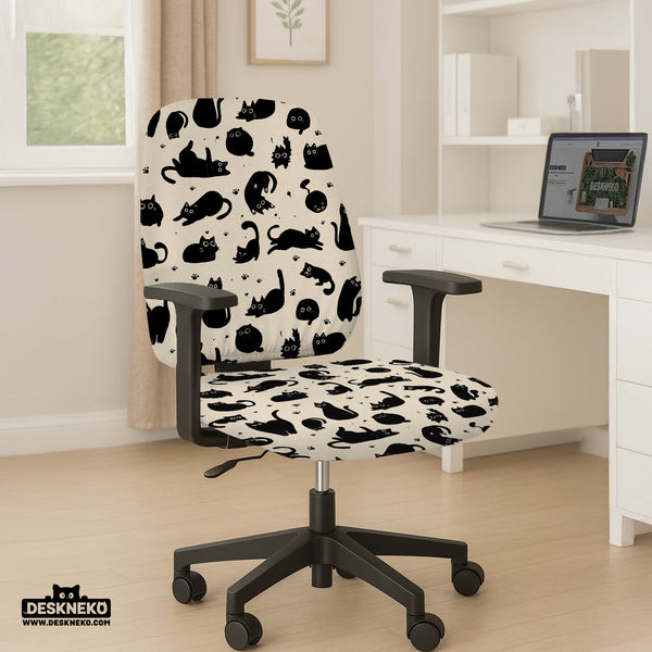 Black Cat Desk Chair Cover - Chair Covers - Deskneko - Desk Chair Covers