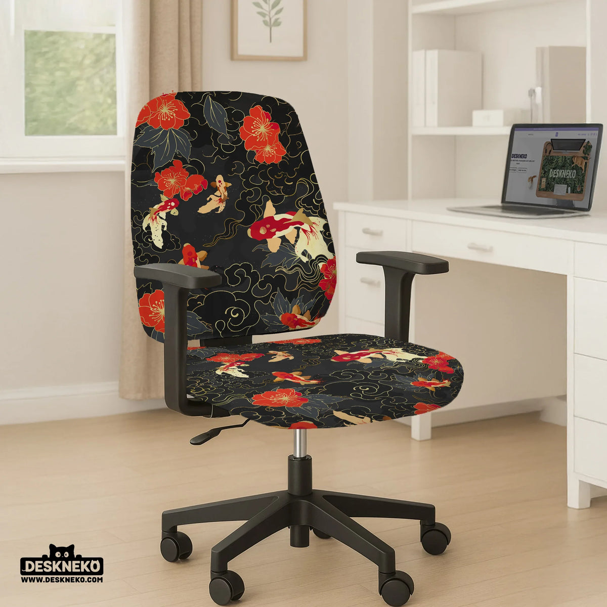 Japanese Koi Office Chair Cover - Deskneko