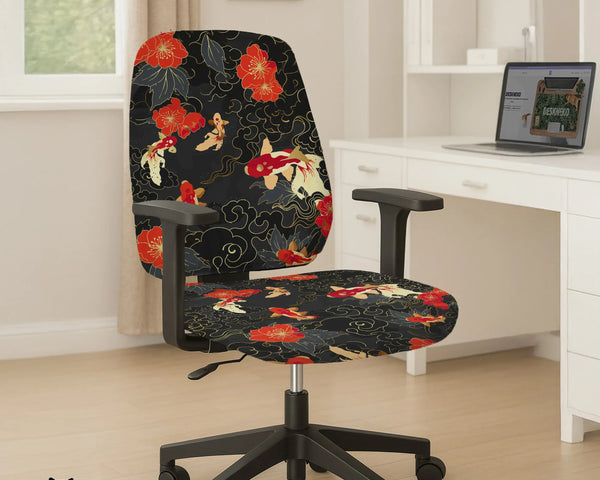 Japanese Koi Office Chair Cover - Deskneko