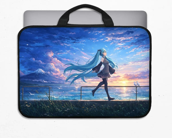 Blue Anime Laptop Sleeve with Handle - Deskneko