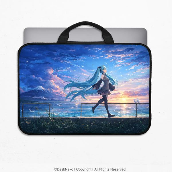Blue Anime Laptop Sleeve with Handle - Deskneko