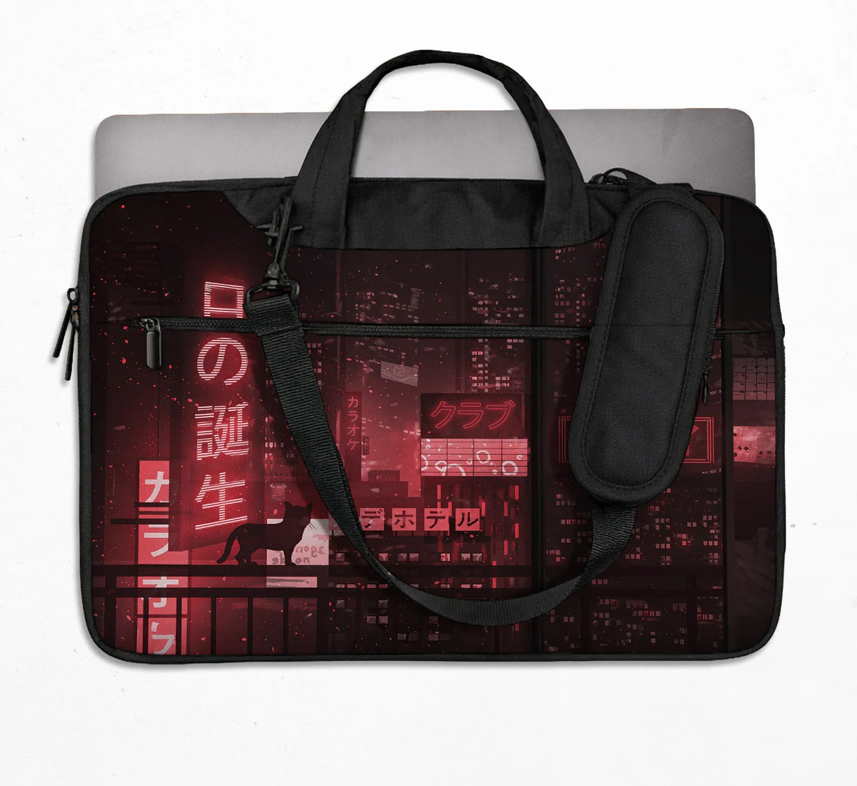 Red Cyberpunk Laptop Sleeve & Bag - Deskneko