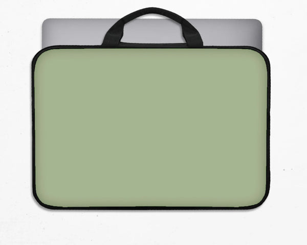 Sage Green Laptop Bag with Shoulder Strap & Handle - Deskneko