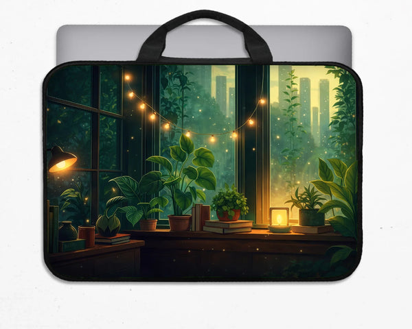 Cozy Green Window Laptop Sleeve & Bag - Deskneko
