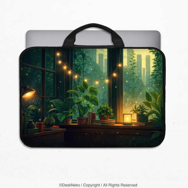 Cozy Green Window Laptop Sleeve & Bag - Deskneko