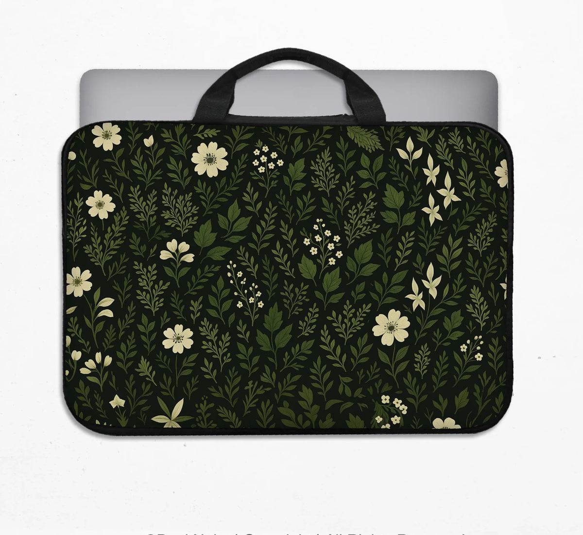 Dark Green Botanical Laptop Sleeve - Deskneko