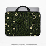 Dark Green Botanical Laptop Sleeve - Deskneko