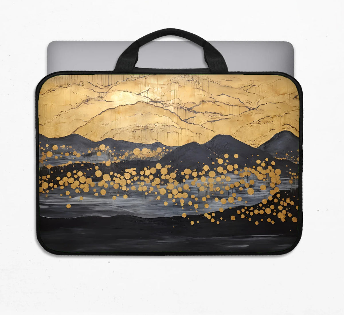 Gold Japandi Laptop Bag with Shoulder Strap - Deskneko