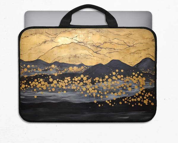 Gold Japandi Laptop Bag with Shoulder Strap - Deskneko