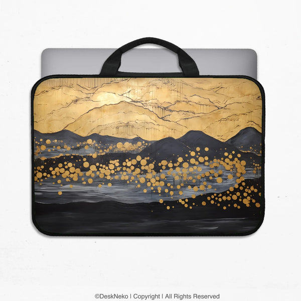 Gold Japandi Laptop Bag with Shoulder Strap - Deskneko