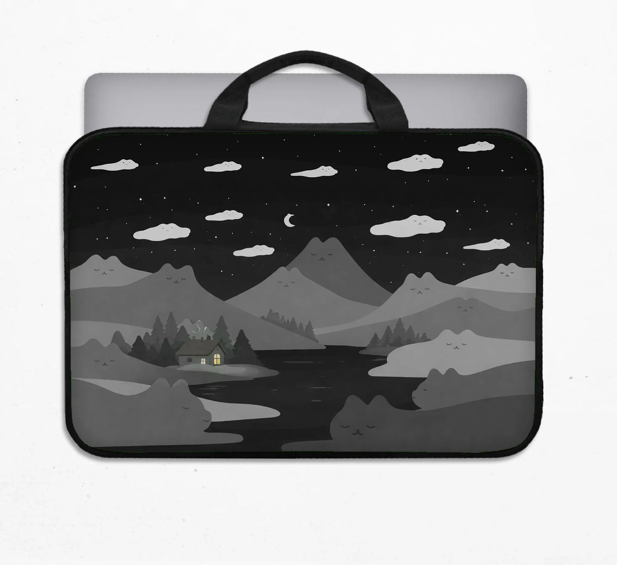 Black Cat Mountains Laptop Sleeve & Bag - Deskneko