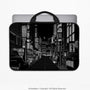 Tokyo Night Pixel Laptop Sleeve & Bag – Monochrome Cyberpunk Case - Deskneko
