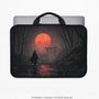 Samurai Red Moon Laptop Sleeve & Bag with Handle and Shoulder Strap - Deskneko