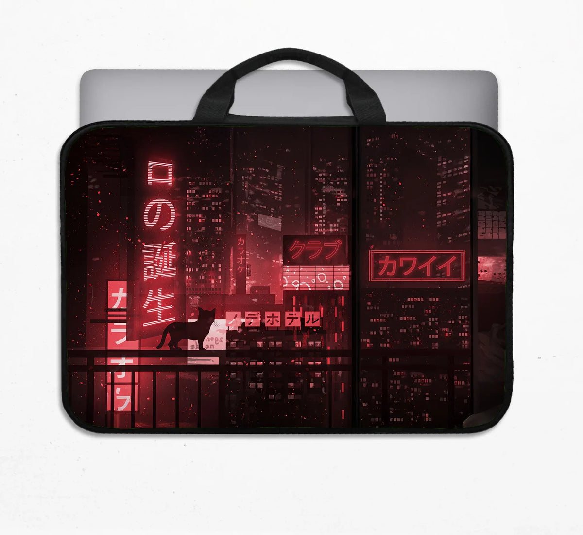 Red Cyberpunk Laptop Sleeve & Bag - Deskneko